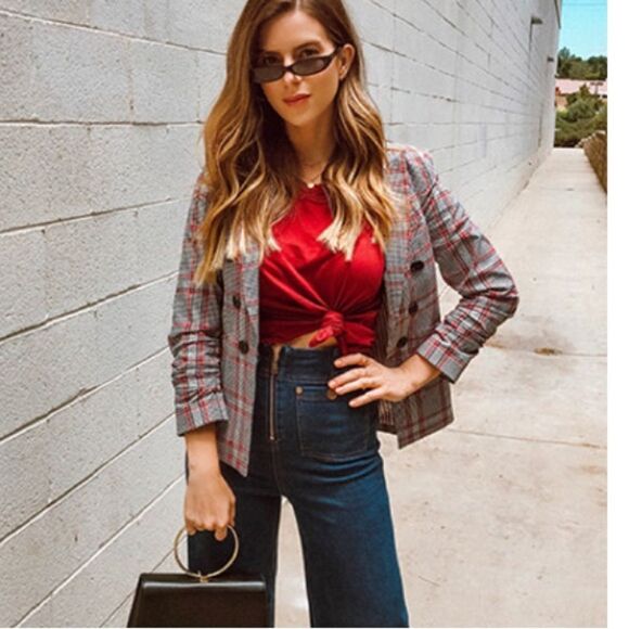 NWT VERONICA BEARD Caldwell Dickey Jacket Size 6 Red/Gray - Picture 16 of 16